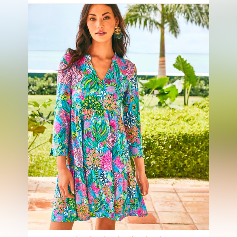 Lilly Pulitzer Alaina Dress Seabreeze blue Walking on Sunshine